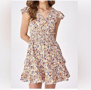 Women’s Floral Ruffle Sleeve Sundress, XS